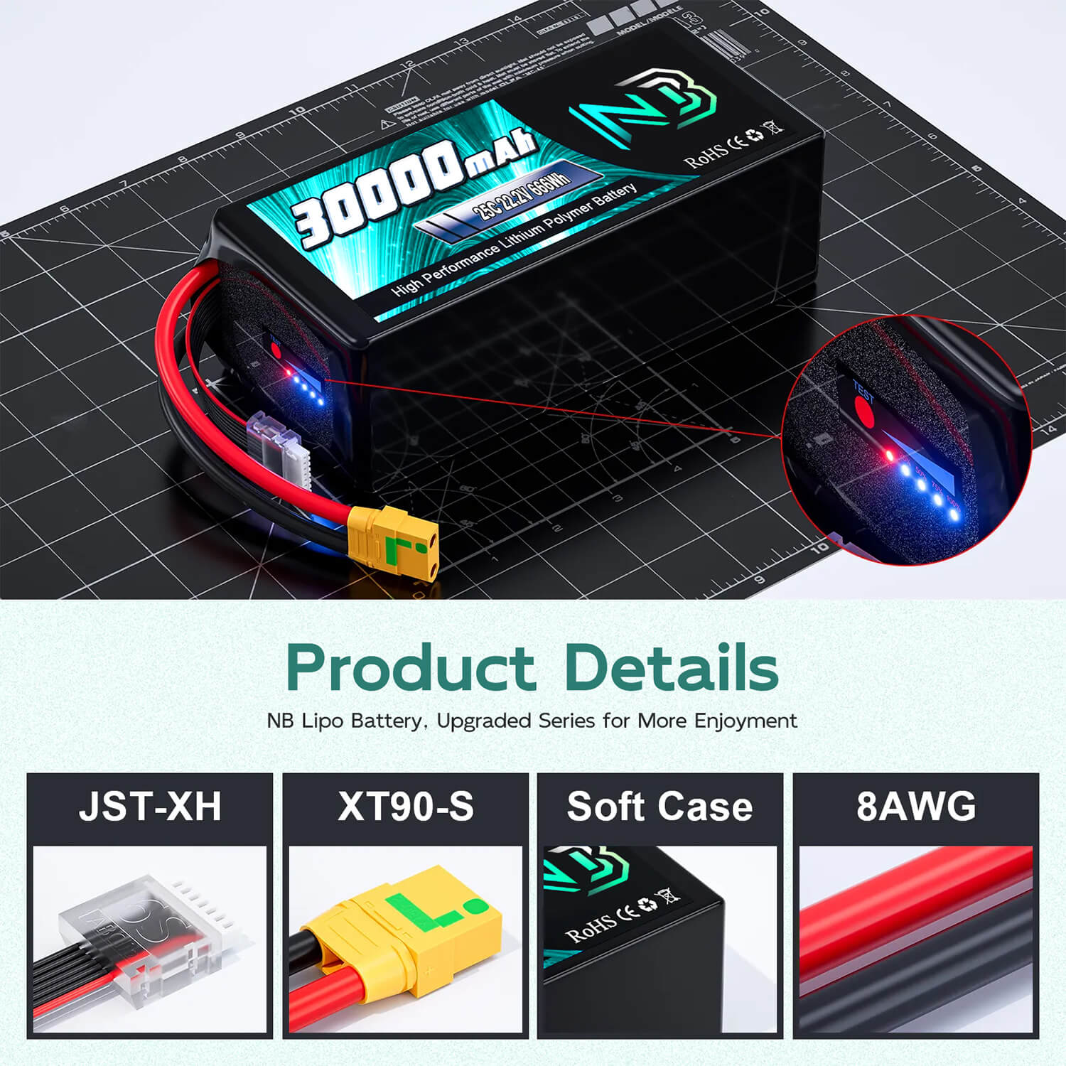 Newbattercell 6S 22.2V 30000mAh 25C For FPV Lipo Battery