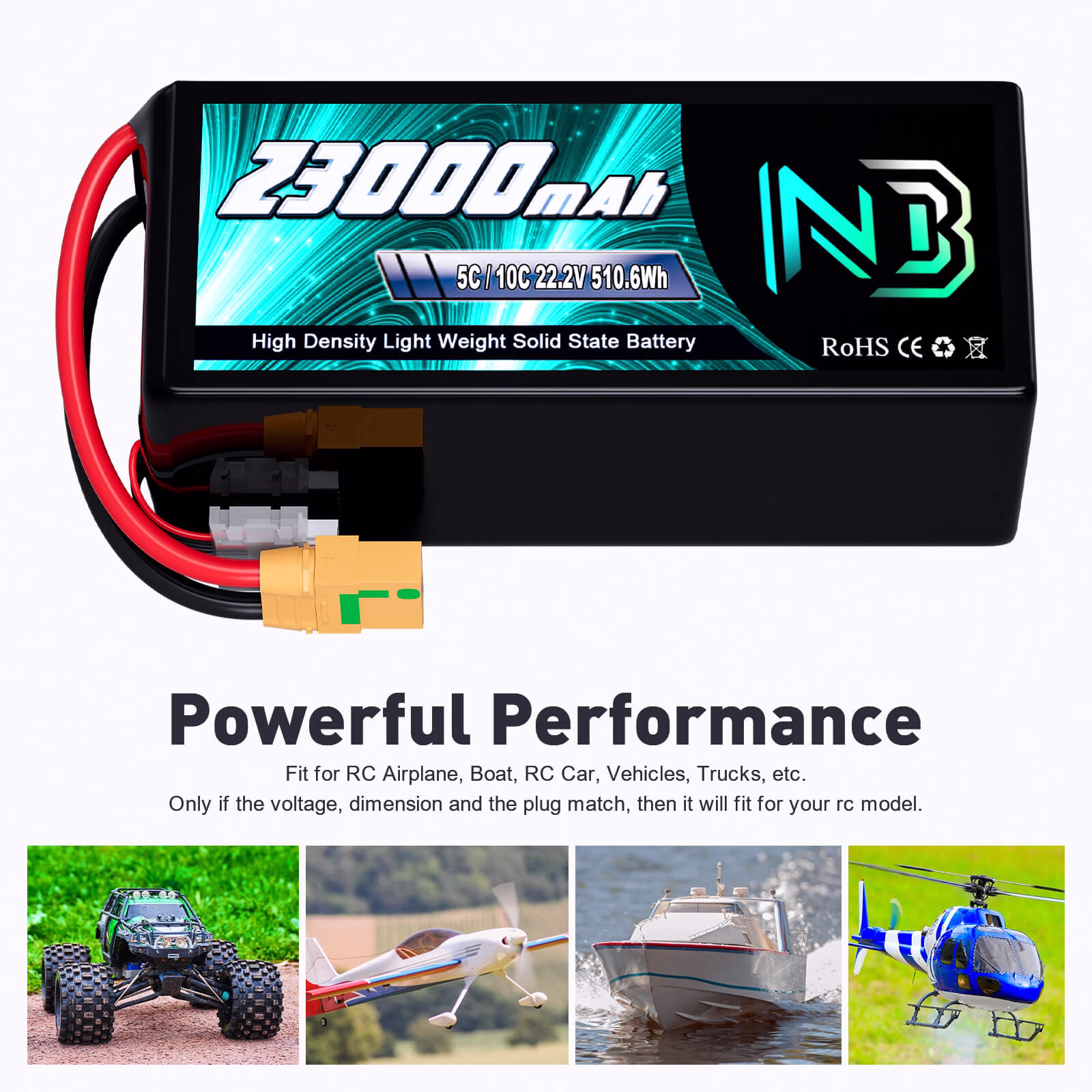 Newbettercell 6S 23000mah Semi Solid State 22.2v Lipo Battery for Fpv Large Uav Drone Model Long-term Flight