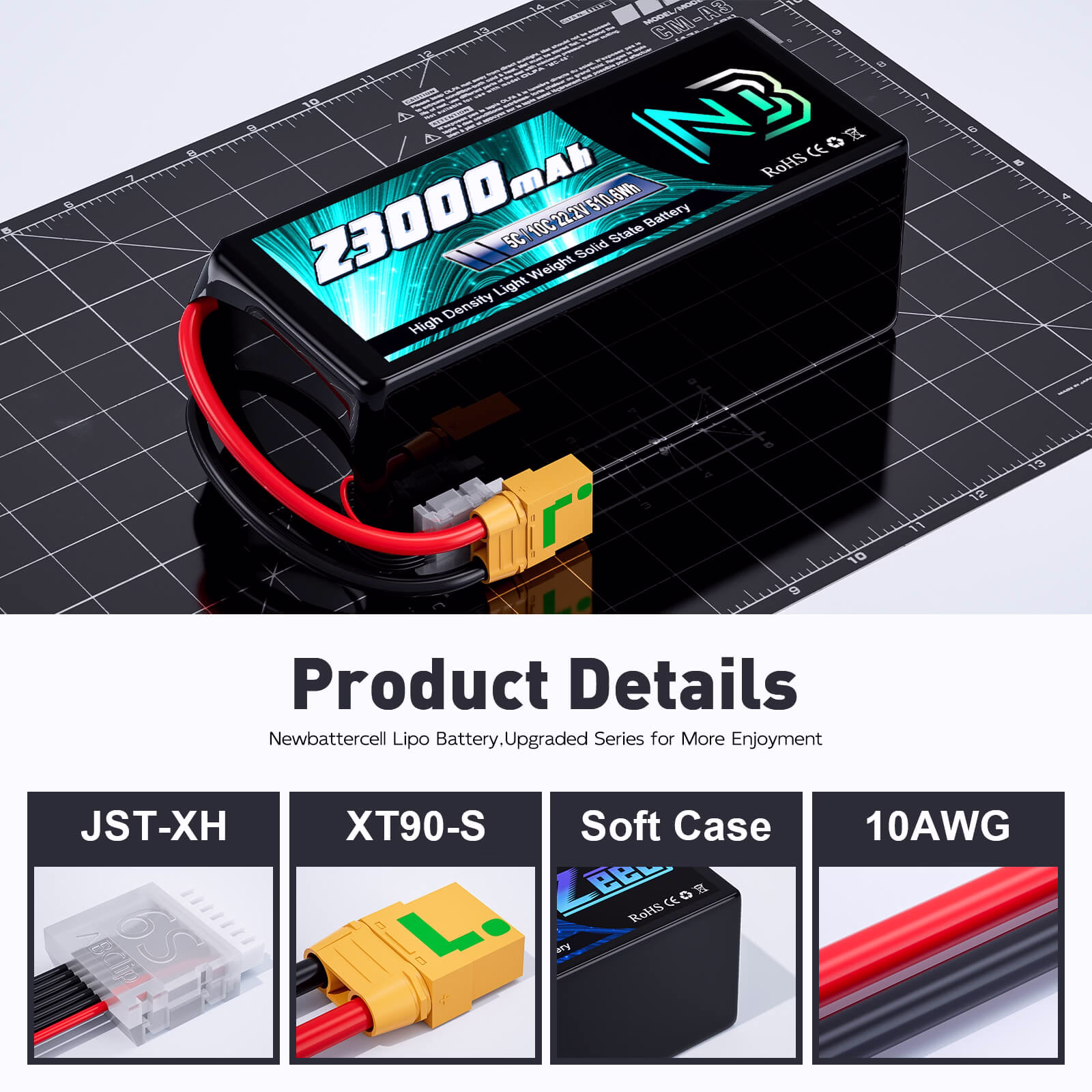 Newbettercell 6S 23000mah Semi Solid State 22.2v Lipo Battery for Fpv Large Uav Drone Model Long-term Flight