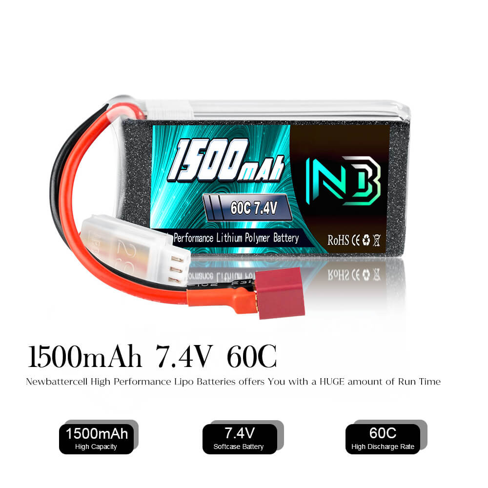 Newbattercell 2S LiPo Battery 7.4V 1500mAh 60C Battery for DJI Airplane RC Quadcopter Helicopter Drone