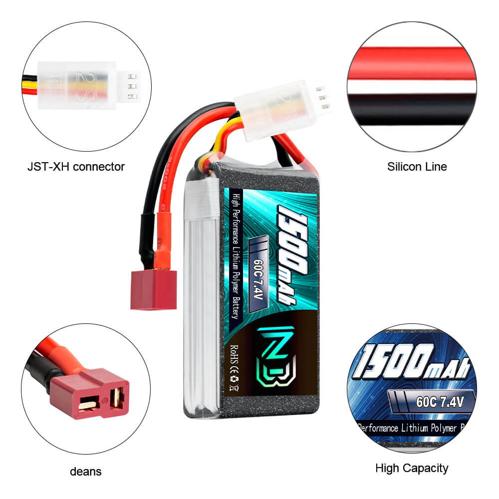 Newbattercell 2S LiPo Battery 7.4V 1500mAh 60C Battery for DJI Airplane RC Quadcopter Helicopter Drone