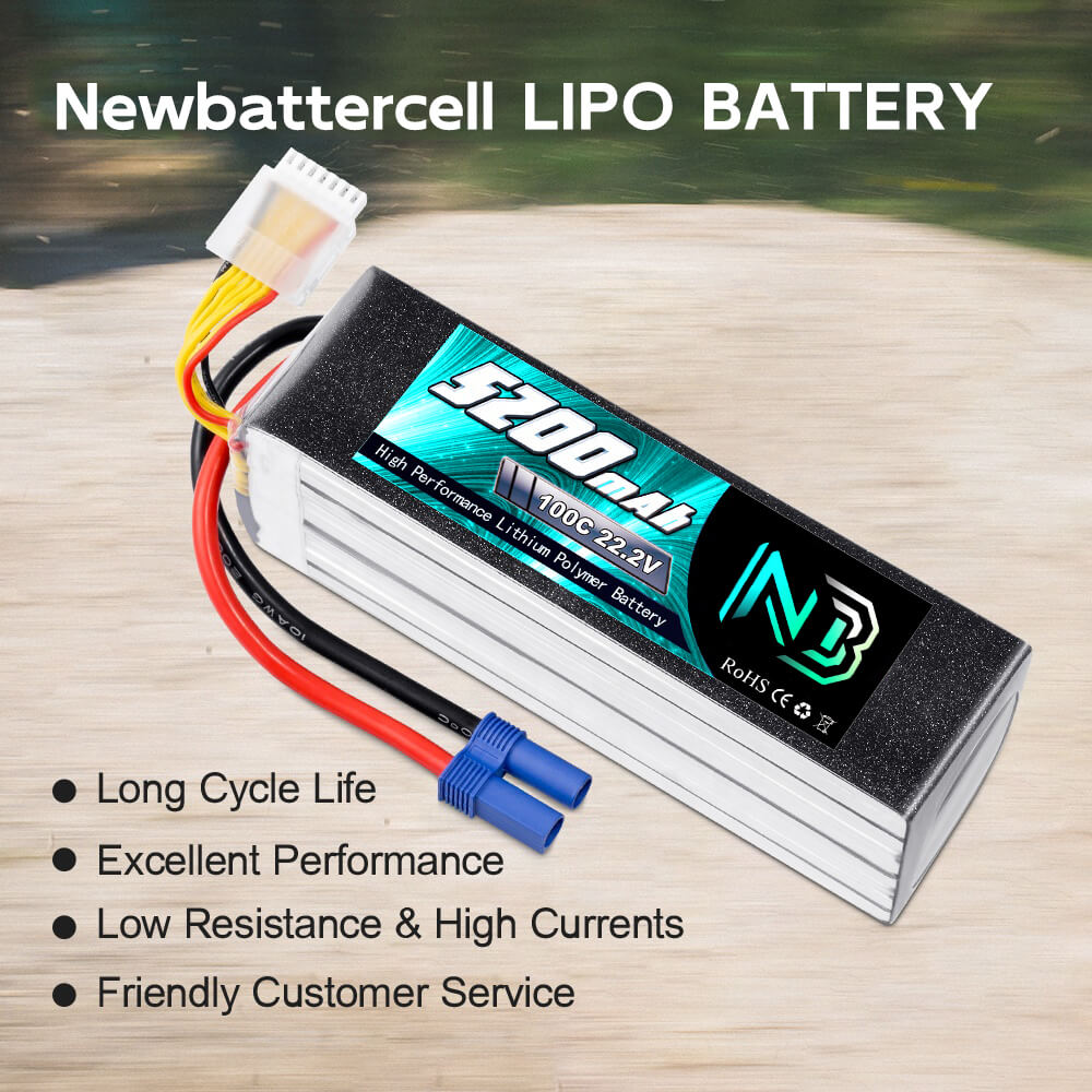 6S RC Lipo Akku 22.2V 100C 5200mAh mit EC5 Stecker für RC Riesenflugzeug Helikopter Quadcopter