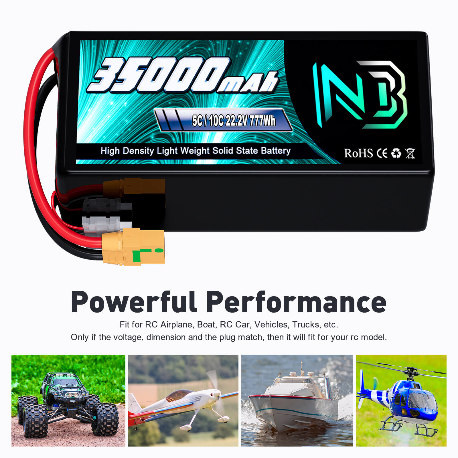 Newbattercell Batterie Lipo 6S 35000mah 22 V Batterie solide pour FPV/UAV Drone