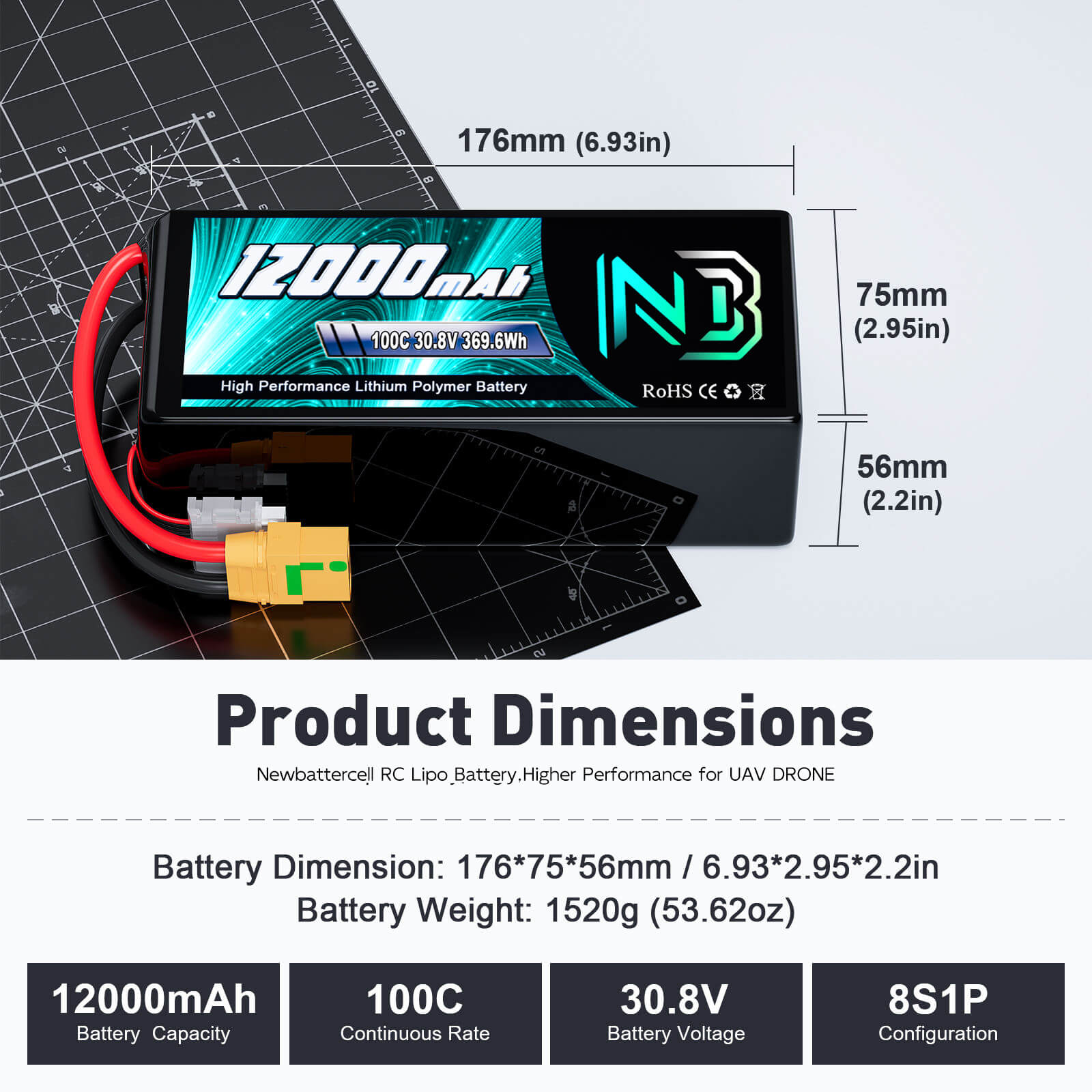 Newbattercell 22v lipo батарея 6s Ah для FPV UAV