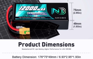 Newbattercell 6S 23.1V 12000mAh LiPo Battery 100C HV for FPV Drone