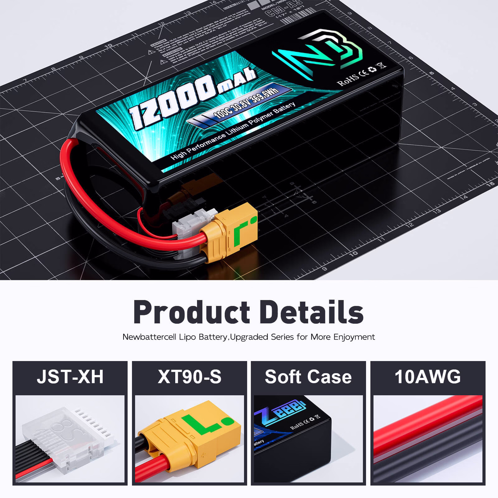 Batterie Newbattercell HV Lipo 8S 30,8 V 12 000 mAh 100C pour drone FPV