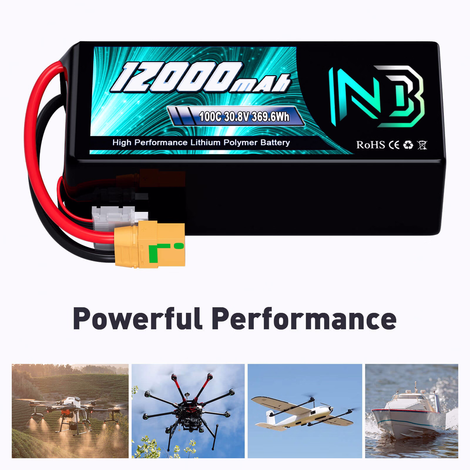 Batterie Newbattercell HV Lipo 8S 30,8 V 12 000 mAh 100C pour drone FPV