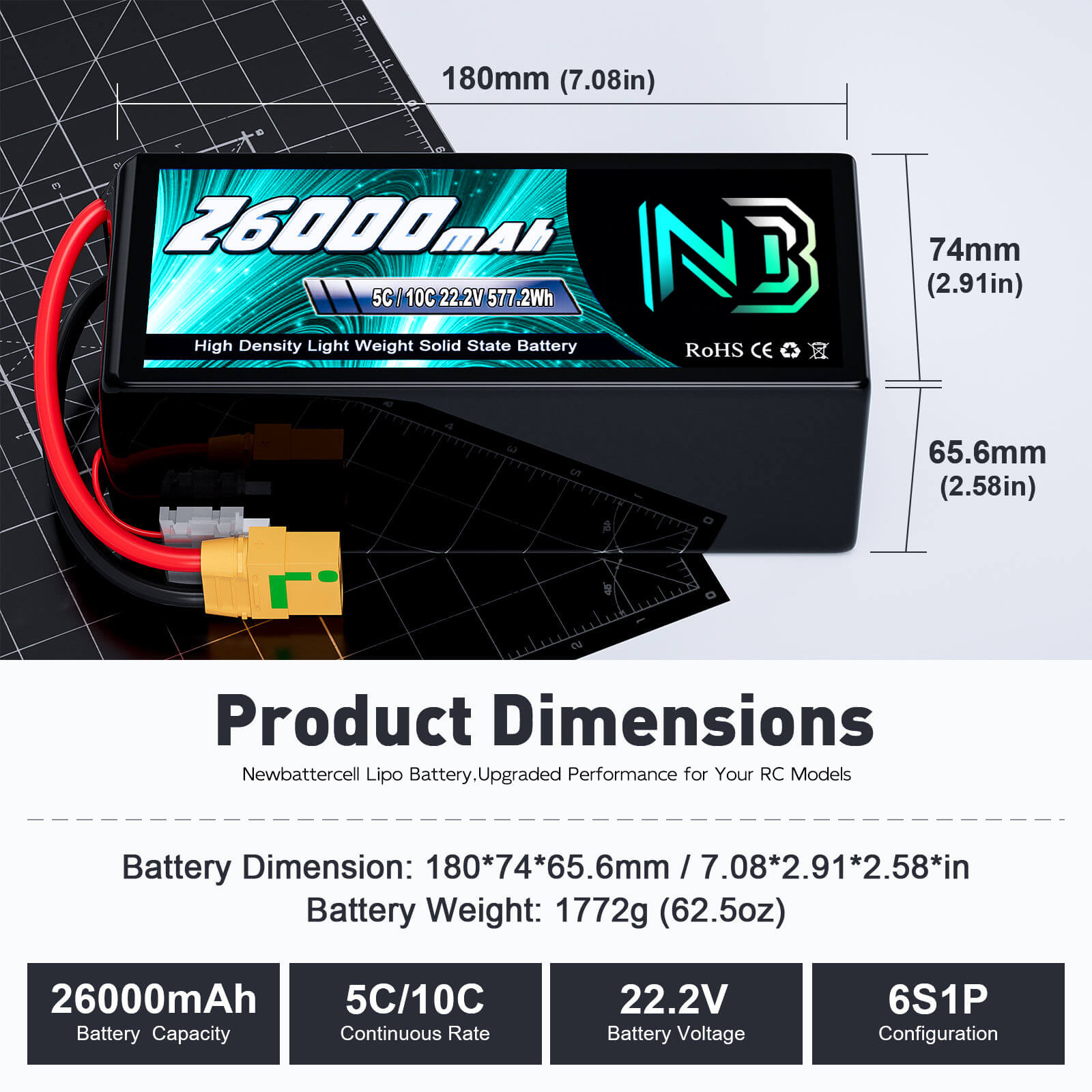 Newbattercell LiPo Battery 29.6 V 16000mAh 8S